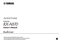Yamaha RX-A870 - Owners manual